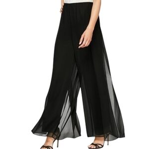 Dawn Joy Palazzo Wide Leg Mesh Overlay Evening Pants